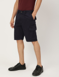 Pure Cotton Plain Regular Fit Cargo Shorts