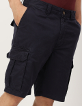 Pure Cotton Plain Regular Fit Cargo Shorts