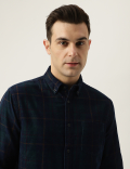 Pure Cotton Check Button Down Collar Shirt