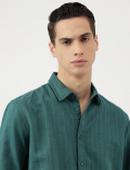 Relaxed Fit Linen Mix Stripes Shirt