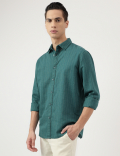 Relaxed Fit Linen Mix Stripes Shirt