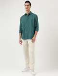 Relaxed Fit Linen Mix Stripes Shirt