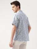 Linen Blend Striped Spread Collar Shirt