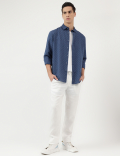 Linen Rich Ditsy Print Relaxed Fit Shirt