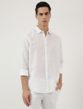 Linen Rich Ditsy Print Relaxed Fit Shirt
