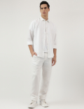 Linen Rich Ditsy Print Relaxed Fit Shirt
