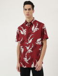 Pure Viscose Tropical Spread Collar Shirt