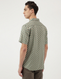 Pure Viscose Geometric Spread Collar Shirt