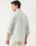 Linen Blend Striped Spread Collar Shirt