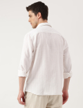 Linen Blend Striped Spread Collar Shirt