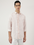 Linen Blend Tropical Printed Shirt