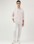 Linen Blend Tropical Printed Shirt