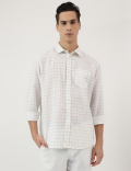 Relaxed Fit Linen Mix Spread Collar Shirt