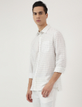 Relaxed Fit Linen Mix Spread Collar Shirt