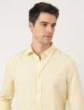 Linen Blend Micro Spread Collar Shirt