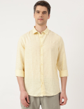 Linen Blend Micro Spread Collar Shirt