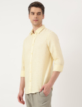Linen Blend Micro Spread Collar Shirt