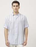 Relaxed Fit Linen Blend Striped Shirt