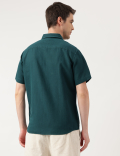 Relaxed Fit Linen Blend Embroidered Shirt