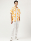 Relaxed Fit Linen Blend Tropical Shirt