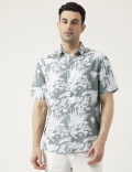 Relaxed Fit Linen Blend Tropical Shirt