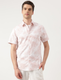 Pure Cotton Leaves Spread Collar Shirt