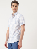 Pure Cotton Leaves Spread Collar Shirt