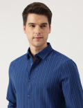 Pure Cotton Striped Cut Away Shirt