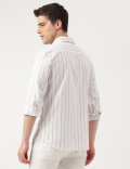 Pure Cotton Striped Spread Collar Shirt