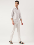 Pure Cotton Striped Spread Collar Shirt