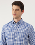 Pure Cotton Checks Spread Collar Shirt