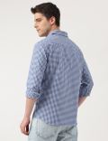 Pure Cotton Checks Spread Collar Shirt