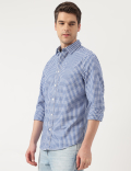 Pure Cotton Checks Spread Collar Shirt