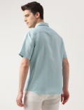 Linen Blend Solid Spread Collar Shirt