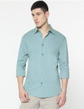 Slim Fit Pure Cotton Plain Shirt