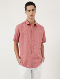 Relaxed Fit Linen Mix Spread Collar Shirt
