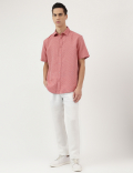 Relaxed Fit Linen Mix Spread Collar Shirt