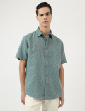 Relaxed Fit Linen Mix Spread Collar Shirt