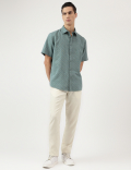Relaxed Fit Linen Mix Spread Collar Shirt