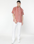 Relaxed Fit Linen Mix Stripes Shirt
