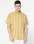 Relaxed Fit Linen Mix Stripes Shirt