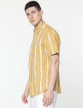 Relaxed Fit Linen Mix Stripes Shirt