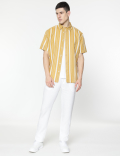 Relaxed Fit Linen Mix Stripes Shirt