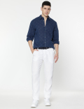 Linen Rich Minimal Dotted Print Shirt