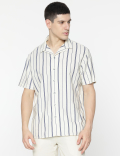 Relaxed Fit Linen Mix Stripes Shirt