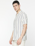 Relaxed Fit Linen Mix Stripes Shirt