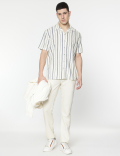 Relaxed Fit Linen Mix Stripes Shirt