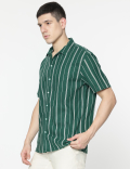 Relaxed Fit Linen Mix Stripes Shirt
