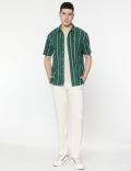 Relaxed Fit Linen Mix Stripes Shirt