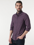 Pure Cotton Checks Button Down Collar Shirt